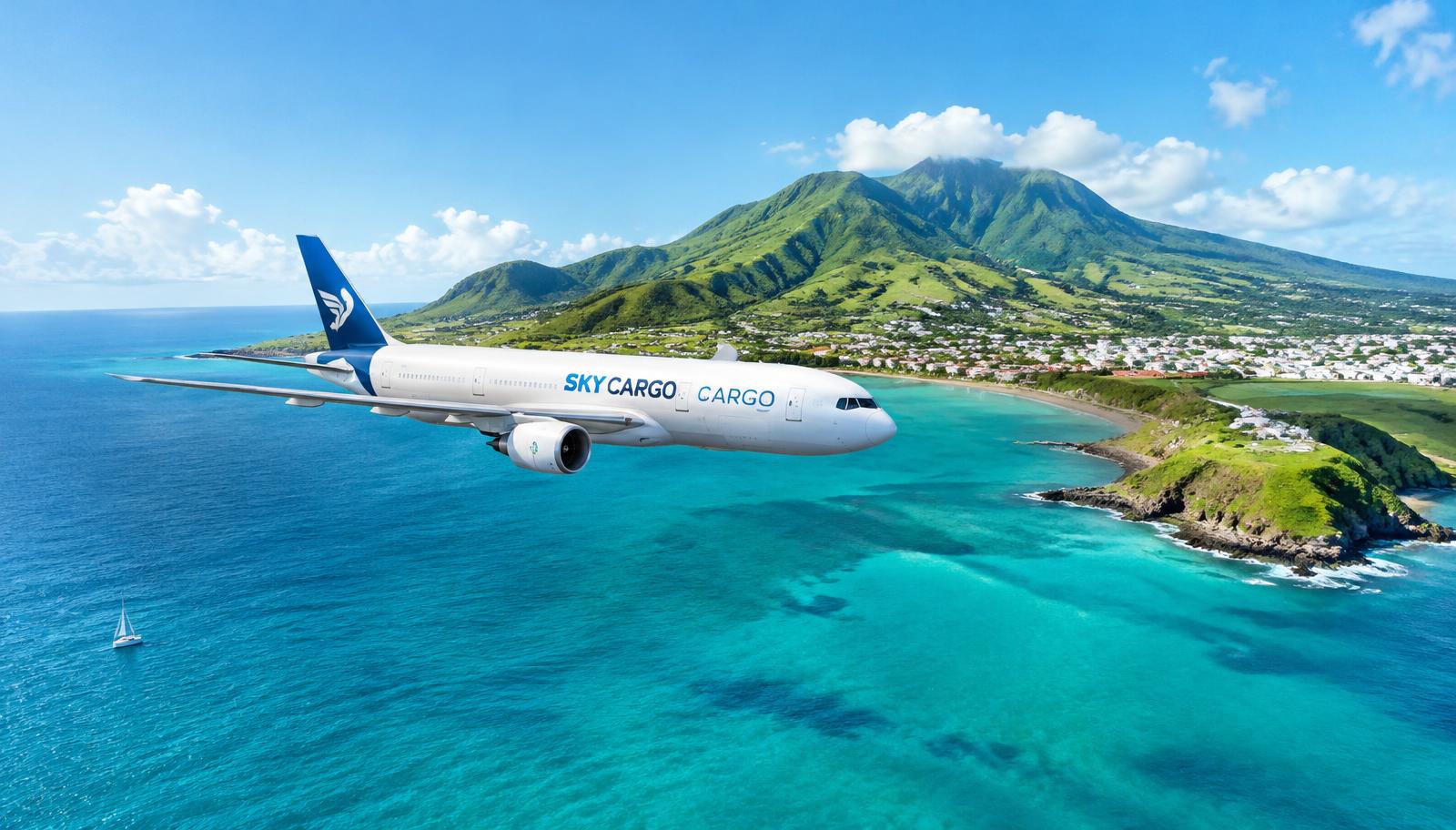 Cargo aircraft over St. Kitts